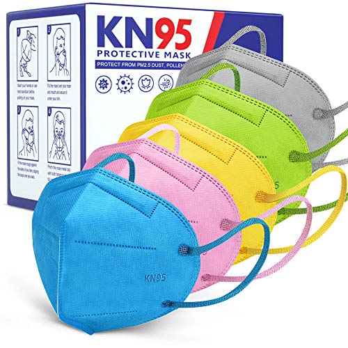 Máscara facial KN95 [30 piezas], incluida en la lista de la FDA, AnanBros de 5 capas cómoda y transpirable, máscara KN95, eficiencia ≥ 95% contra el polvo PM2.5 (azul, rosa, verde, amarillo, gris)