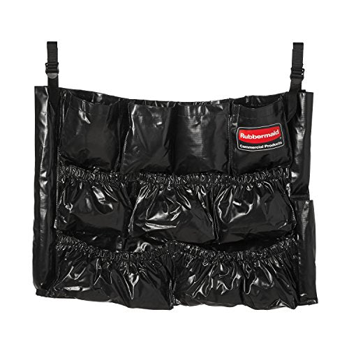 Rubbermaid Commercial Products Brute Caddy Bag negro, herramienta de limpieza y organizador de suministros para contenedores de basura Brute