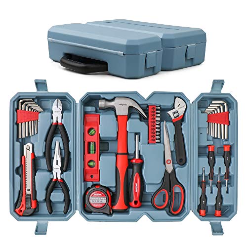 Hi-Spec Juego de herramientas para el hogar y el garaje, 49 piezas, herramientas manuales esenciales para todas las reparaciones de bricolaje. Completo en una caja de herramientas