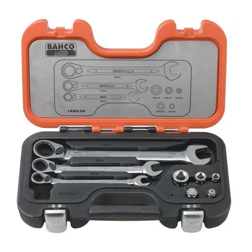 Bahco BAHCO Set of ratcheting Combination wrenches and Adaptors 1RMA/S8