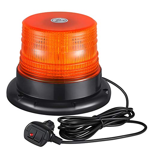 AT-HAIHAN Luz estroboscópica de advertencia de peligro de emergencia, 20 W, 40 LED, resistente al agua, con base magnética y montaje de tornillo, Ambar