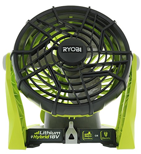 Ryobi P3320 18 Voltios Híbrido One + Battery o AC Powered Adjustable Indoor/Outdoor Shop Ventilador (batería y cable de extensión no incluidos/solo ventilador)