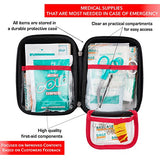 First Aid Kit for Emergency - 150 Piece - Car, Home, Travel, Camping, Hiking or Office - Reflective Cross and Red Case Fully Packed w/Medical Supplies