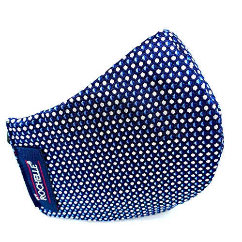 New Rochelle – Cubrebocas con Diseño, Mascarilla de Moda Elegante con 3 Capas de Tela, Lavable, Ajustable y Reutilizable (Unitalla, Unisex) (Azul)