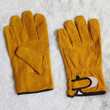 1 par de guantes de cuero ignífugos, color amarillo, duraderos, anticalor, guantes de seguridad para trabajo, para camping, soldadura, herramientas de mano de metal, 1 par, Medium